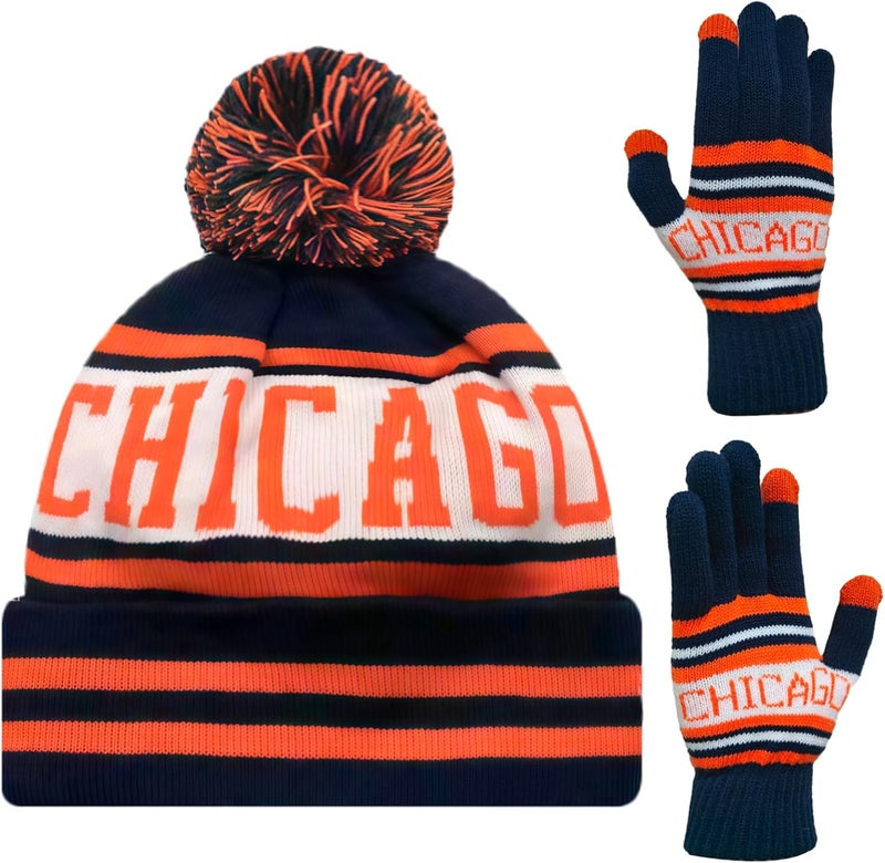 mtstaowe Vintage Classic Skull Cap Beanie Hat Cuffed Winter Hat Knit Comes with Warm Gloves Gifts for Men Women Fans - Image 1